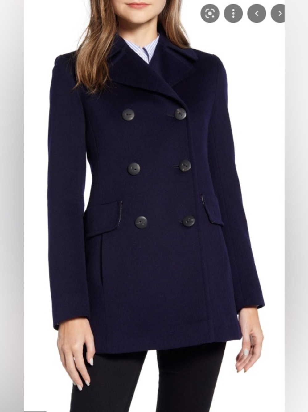 NWT Fleurette Women's Double-Breasted Peacoat in Midnight blue 12